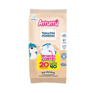 TOALLITAS ARRURRU AVENA BOLSA X 20 UNDS