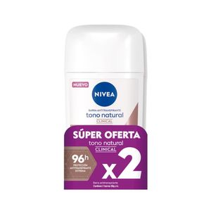 DESODORANTE NIVEA CLINICAL BARRA TONO NATURAL CAJA 2 X 50 ML