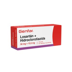 LOSARTAN+HIDROCLOROTIAZIDA TABLETAS 50/12.5 MG CAJA X 30 UNDS