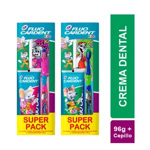 CREMA DENTAL + CEPILLO  FLUOCARDENT KIDS RATONES P.E X 2 UNDS