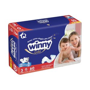 PAÑALES WINNY GOLD ET 3 + TOALLITAS AVENA X10 BOLSA X 60 UNDS