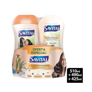 SHAMPOO+ACONDICIONADOR+TTO SAVITAL ELIXIR DE ROMERO KIT X 1 UND