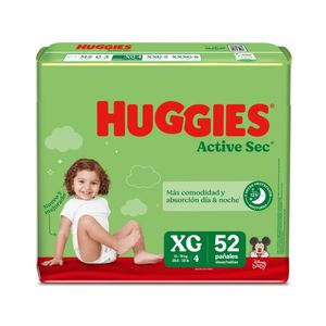 PAÑALES HUGGIES ACTIVE SEC ETAPA 4 BOLSA X 52 UNDS