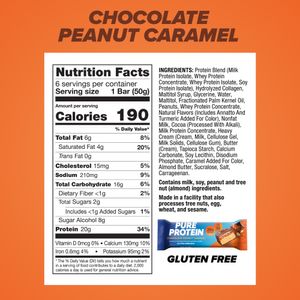 BARRA DE PROTEINA PURE PROTEIN CHOCOLATE PEANUT CARAMEL BOLSA 50 G