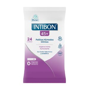 PAÑITOS HUMEDOS INTIMOS INTIBON 45+ BOLSA X 24 UNDS