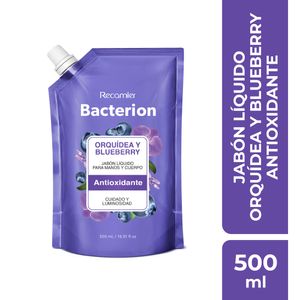 JABON LIQUIDO BACTERION ORQUIDEA Y BLUEBERRY REFILL DOYPACK 500 ML