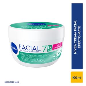 CREMA FACIAL HIDRATANTE NIVEA EFECTO MATE ANTI BRILLO POTE 100 ML