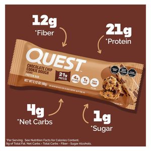 QUEST BARRA DE PROTEINA CHISPAS DE CHOCOLATE BOLSA 60 G